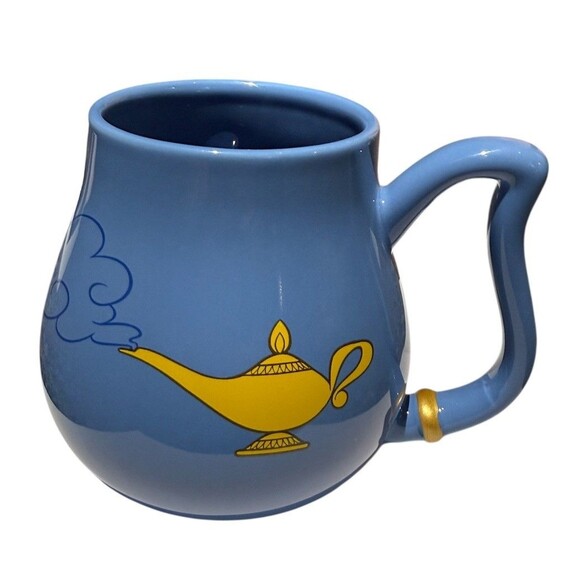 Disney Parks - Aladdin Genie Face Grin & Lamp Ceramic Coffee Mug Cup Blue - Picture 2 of 5